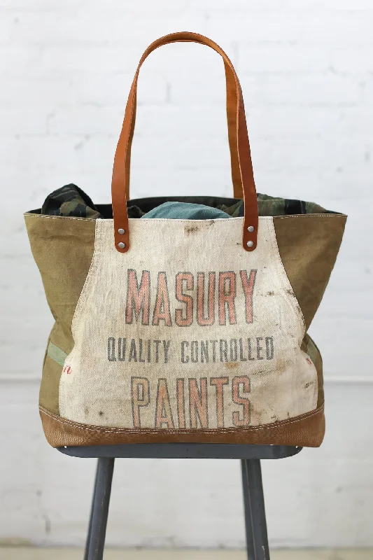 1950's era Salvaged Canvas and Work Apron Tote Bag