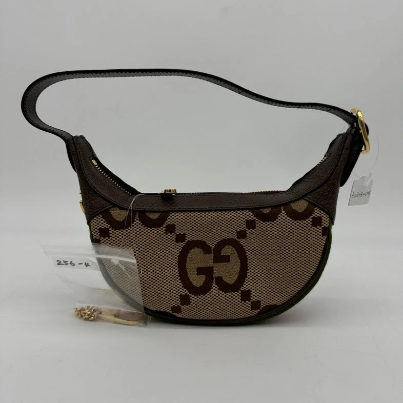 Gucci Canvas Leather Shoulder Bag - Brown and Beige Medium Size