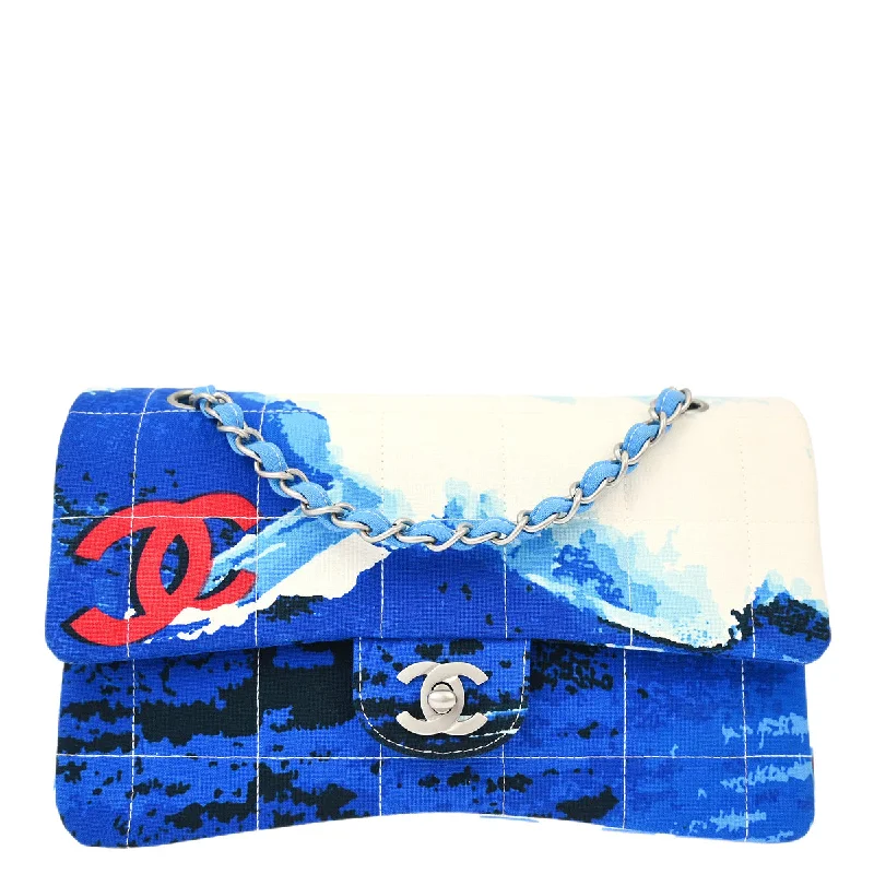 Chanel * Blue Canvas Surf Line Choco Bar Shoulder Bag