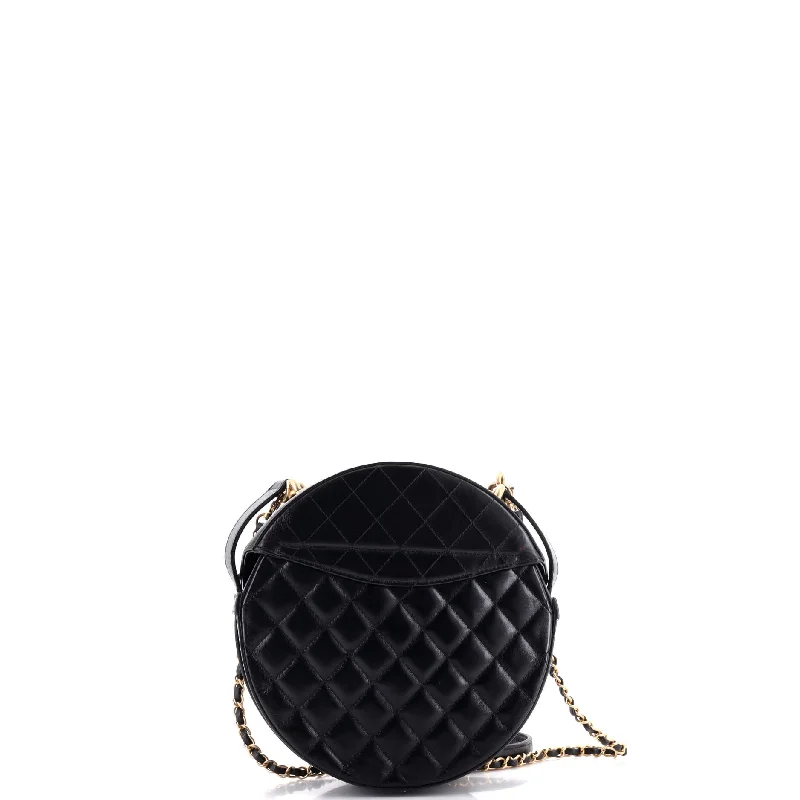 Flap Round Crossbody Bag Quilted Glazed Calfskin Medium