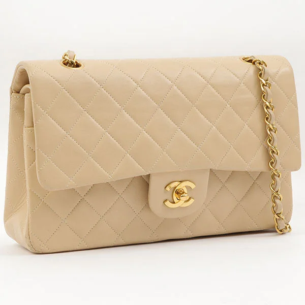 Chanel Around 1995 Made Classic Flap Chain Bag 25Cm Beige