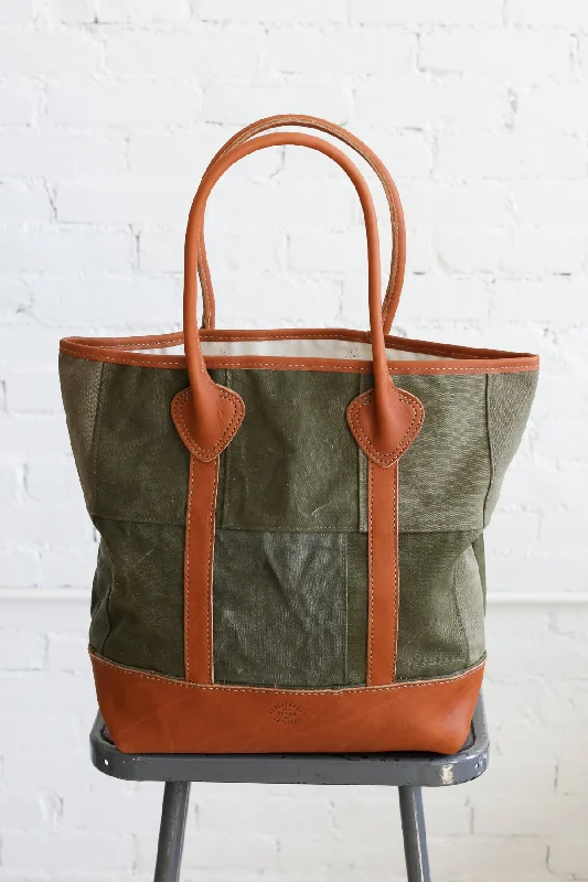 WWII era Salvaged Canvas Patchwork Tote Bag