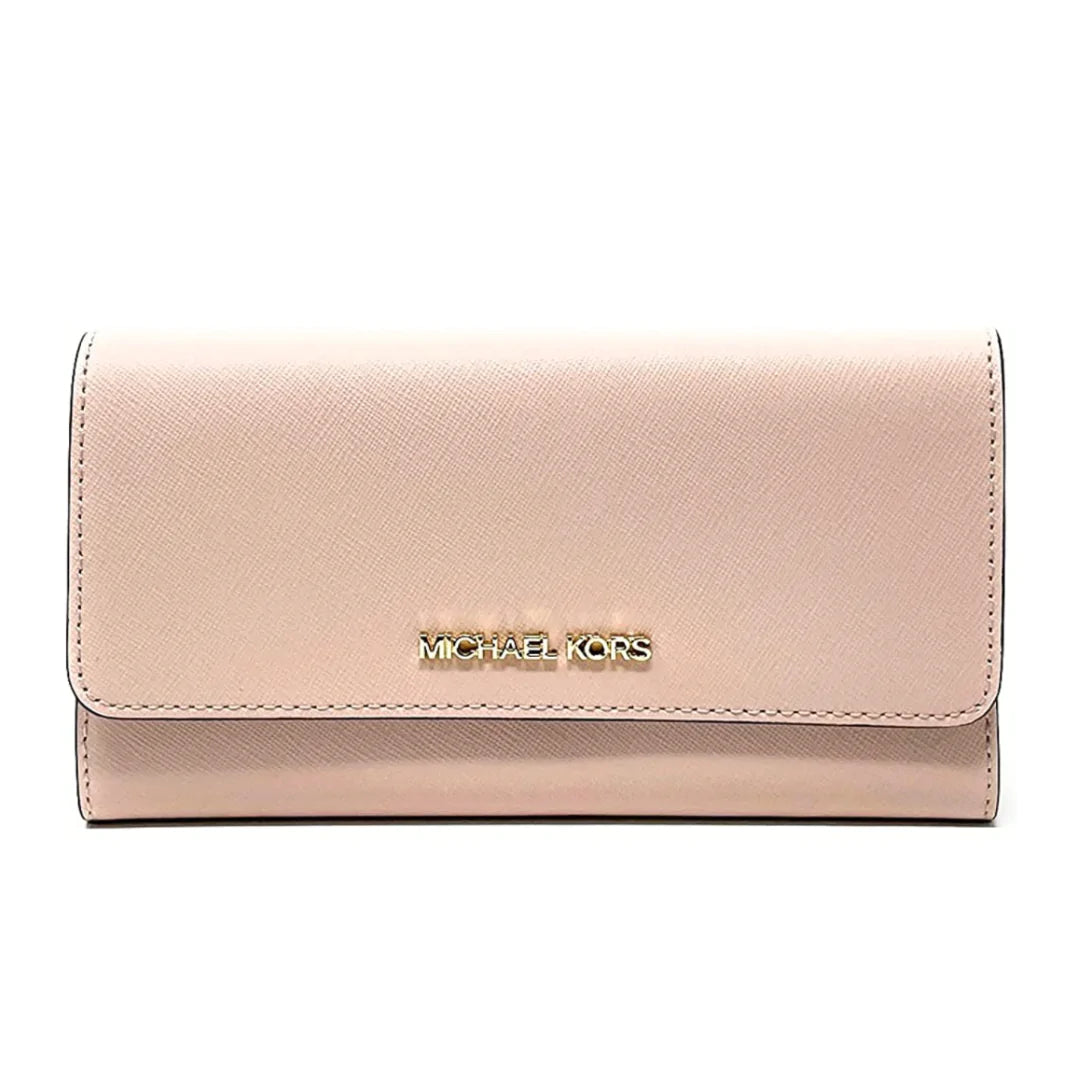 Michael Kors JetSet TravelLarge TrifoldWallet PowderBlush Pink Saffiano