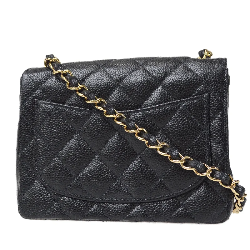 CHANEL 2003-2004 Classic Flap Mini Square 17 Black Caviar 87888