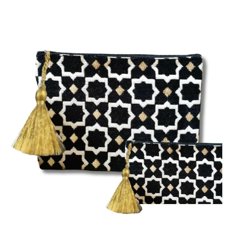 Black Moroccan clutch bag, large