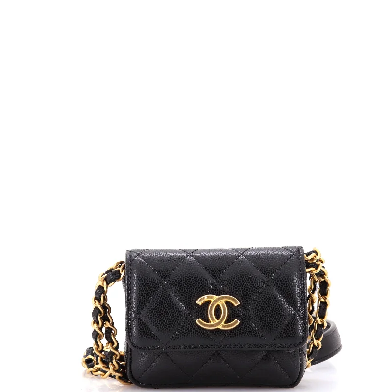 CC Medallions Flap Belt Bag Quilted Caviar Mini