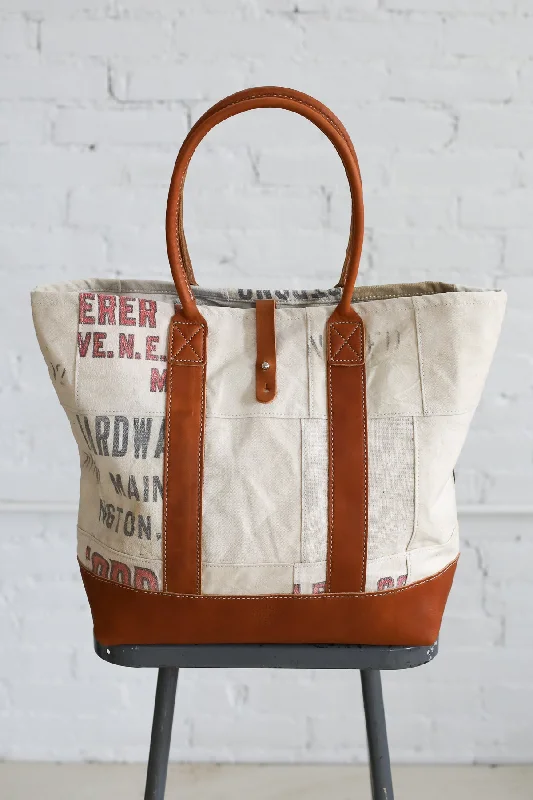 1940's era Salvaged Canvas Patchwork Tote Bag