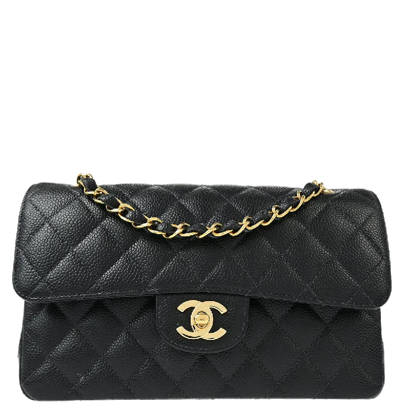 Chanel 2004-2005 Black Caviar Small Classic Double Flap Shoulder Bag