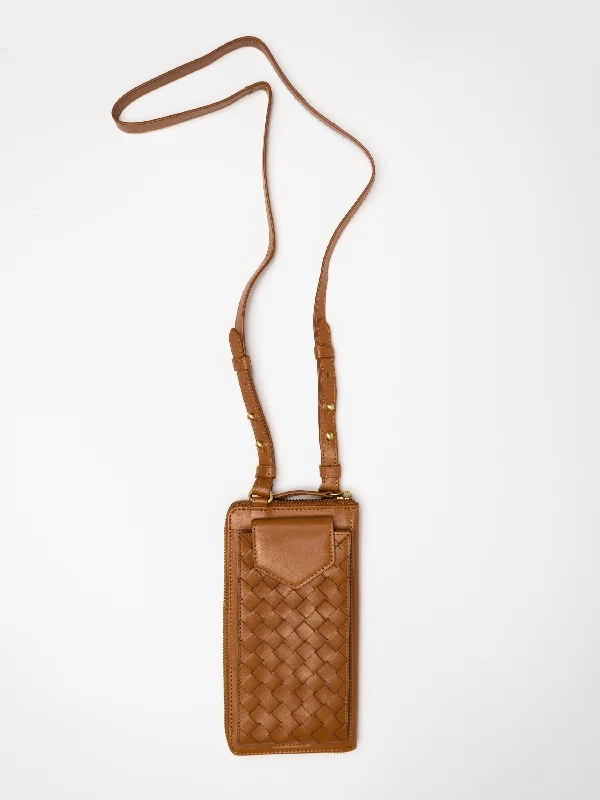 Tan Braided Mobile Bag and Wallet