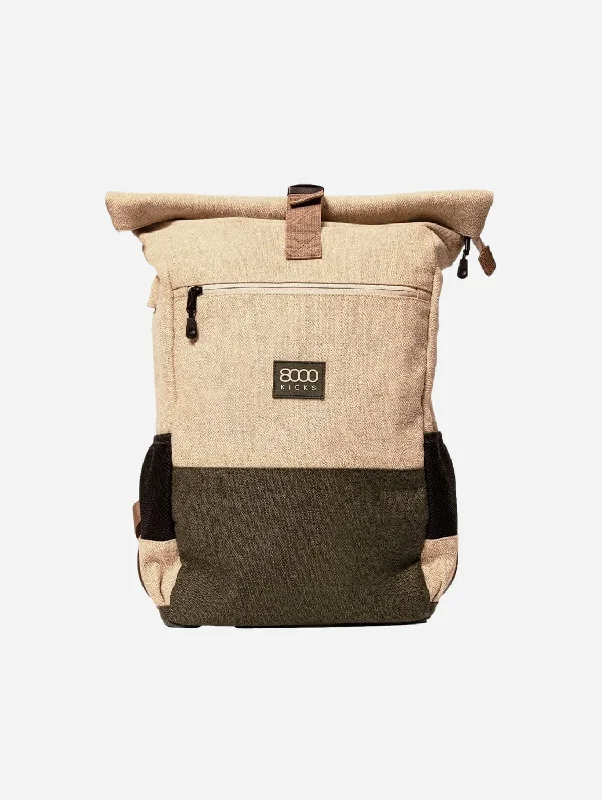 Everyday Vegan Hemp Backpack | Beige & Green