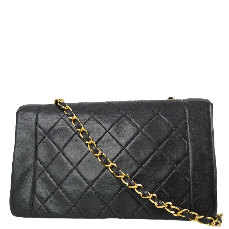 Chanel 1989-1991 Black Lambskin Medium Border Flap Bag