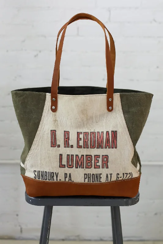 WWII era Salvaged Canvas and Work Apron Tote Bag