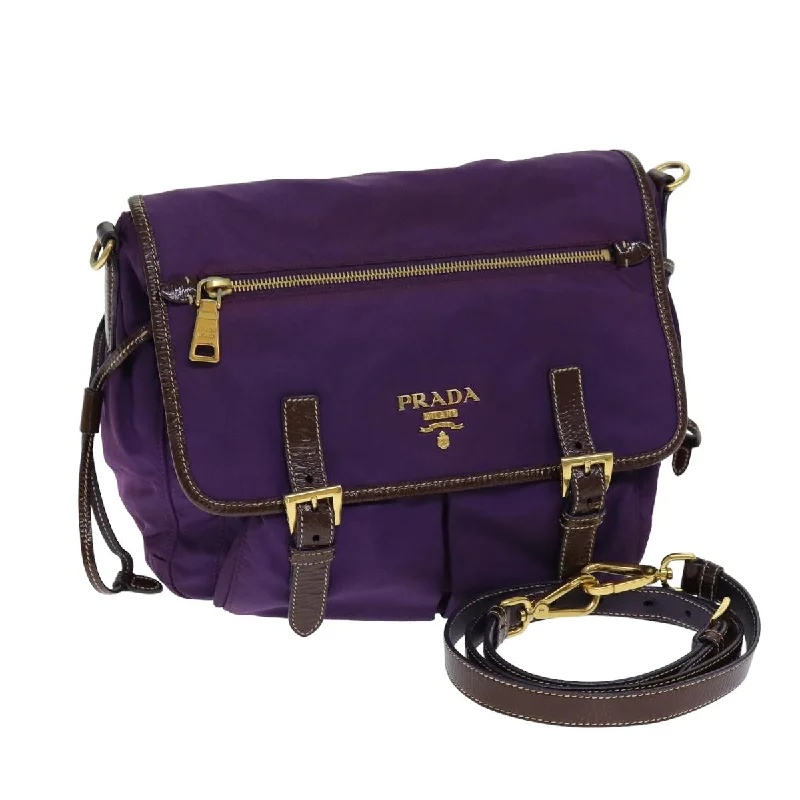 PRADA Nylon Shoulder Bag Purple Auth 80101