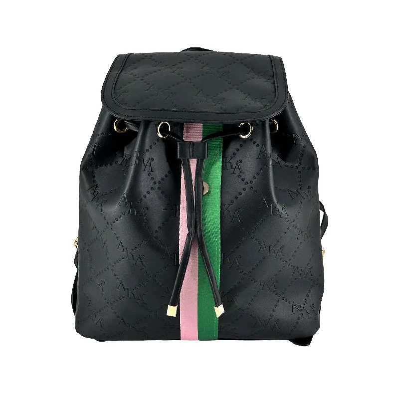 Black Embossed Grosgrain Backpack