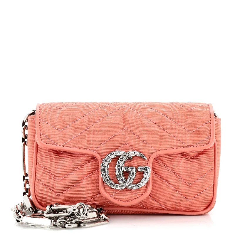 Crystal GG Marmont Flap Belt Bag Matelasse Fabric